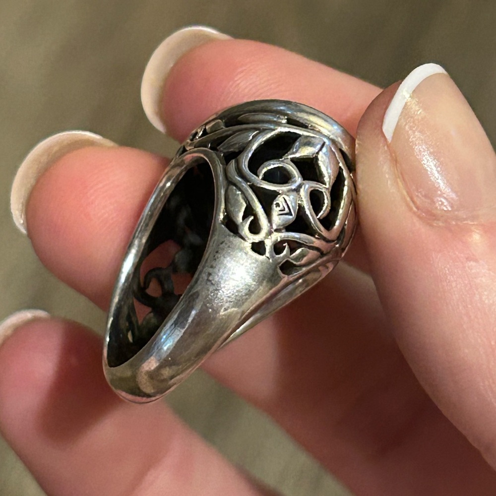 Silpada Ring Size 7 Black Oval Chalcedony Gemstone 925 Sterling Silver Indonesia - Picture 11 of 14